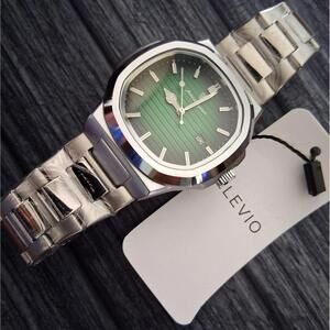 Poedegar Stainless 45mm Silver Green Mens Luxury Watch